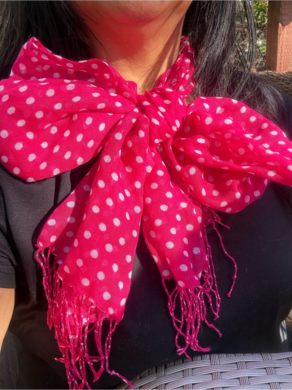 Retro Polka Dot Pink Scarf - Women's Fashion Accessory